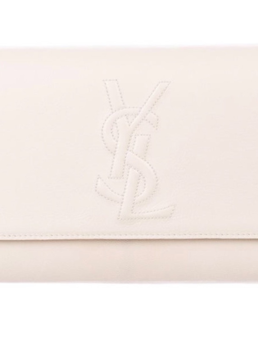 YSL - Saint Laurent ivory Belle de Jour Leather Envelope Clutch